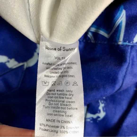 House Of Sunny Infinity Party Satin Pants Klein Blue Women's Size US 10 stars - Picture 16 of 16